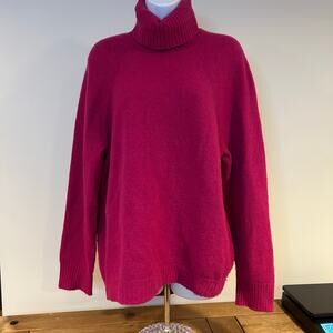 J CREW Large Magenta Pink Super Soft Turtleneck Sweater Wool Blend **Read**